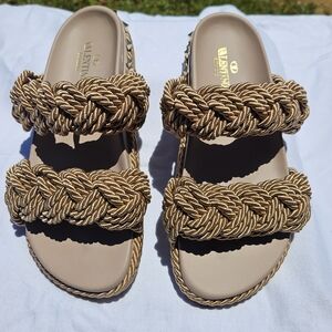 Valentino Tan Braided Sandals Summer Style
